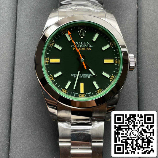롤렉스 Milgauss 116400GV JVS 팩토리 1:1 Best 에디션 Swiss ETA3131 블랙 다이얼