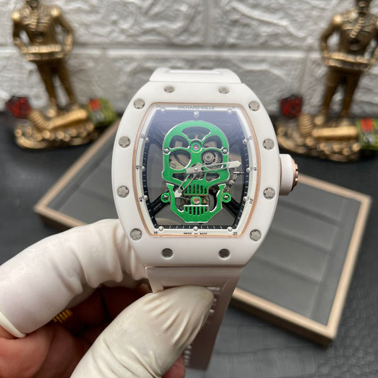 Richard Mille RM52-01 1:1 Best 에디션 YS 팩토리 그린 Skull 투르비용 Dial