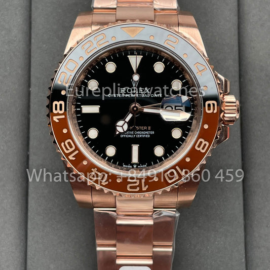 Пиво GMT-Master II Everose Gold Root Beer 브라운 126715CHNR, 40 мм, в упаковке из чистого пива.