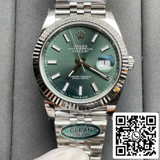 롤렉스 데이트저스트 M126334-0027 41mm 주빌리 Strap Clean 팩토리 Mint 그린 다이얼