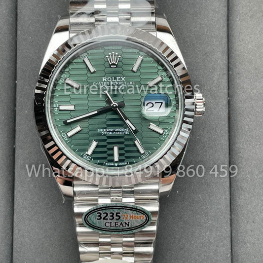 롤렉스 데이트저스트 41 Mint 그린 다이얼 오토매틱 Men's Watch 126334-0030 Best 1:1 에디션 CF