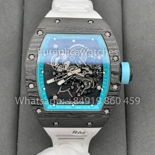 RICHARD MILLE RM055 Carbon Fiber Case 1:1 Best 에디션 RM 팩토리 newest 2024 블루 다이얼