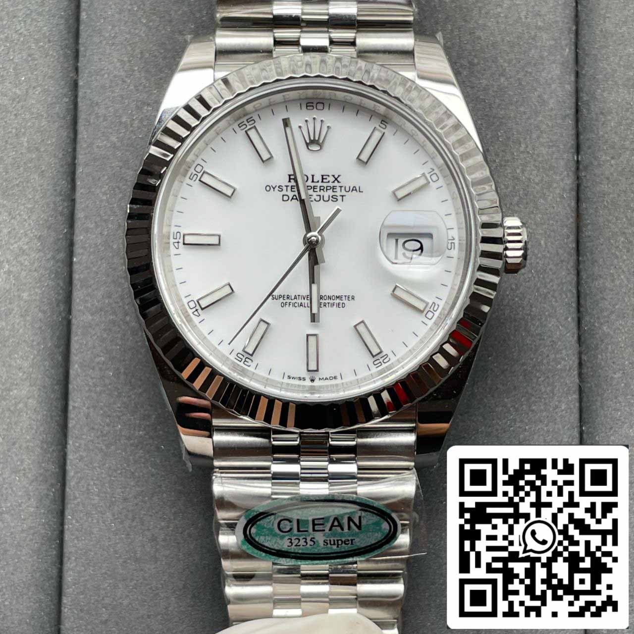 롤렉스 데이트저스트 M126334-0010 41mm 주빌리 Strap Clean 팩토리 화이트 다이얼