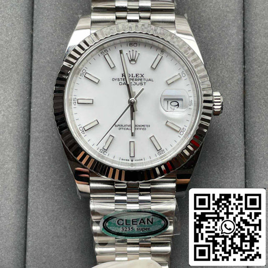 롤렉스 데이트저스트 M126334-0010 41mm 주빌리 Strap Clean 팩토리 화이트 다이얼