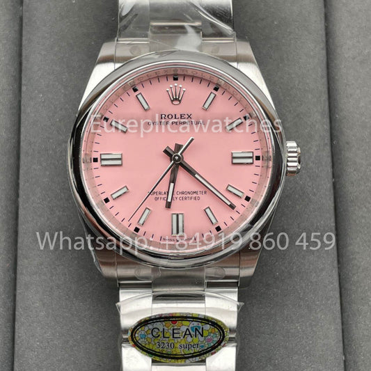 Replica 롤렉스 오이스터 Perpetual M126000-0008 36MM Clean 팩토리 Pink Dial