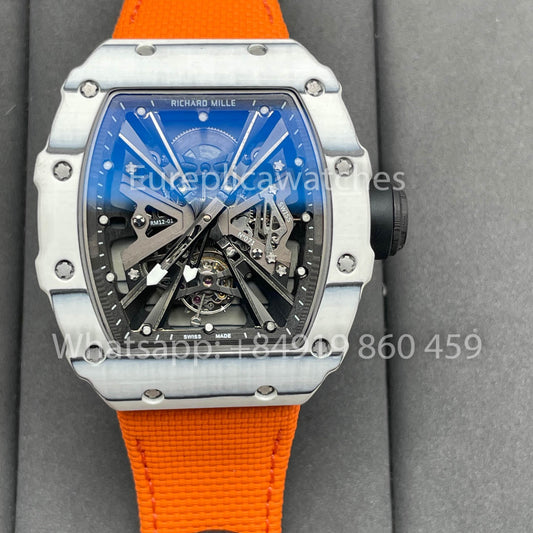 Richard Mille RM12-01 투르비용 1:1 Best 에디션 RM 팩토리 Carbon Fiber Case Orange Strap