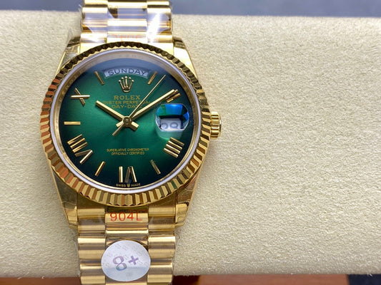 Rolex Day Date 128238-0118 옐로 골드 1:1 Best Clone 8+ 팩토리 Counterweight Version