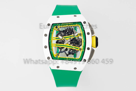 Richard Mille RM061 TZP-N 화이트 세라믹 1:1 Best Clone ZF 팩토리 그린 Strap