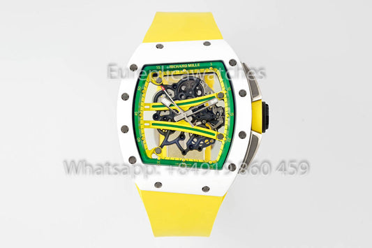 Richard Mille RM061 TZP-N 화이트 세라믹 1:1 Best Clone ZF 팩토리 Yellow Strap