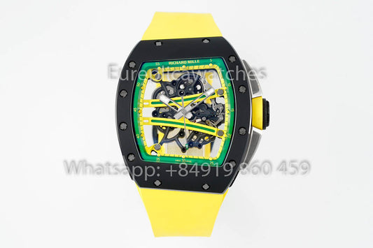 Richard Mille RM061 TZP-N 블랙 세라믹 1:1 Best Clone ZF 팩토리 Yellow Strap
