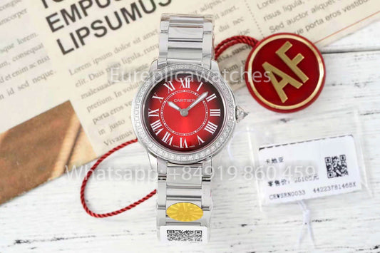 Cartier Ronde Must De Cartier 29mm custom diamonds 1:1 Best Clone AF 팩토리 Red Dial