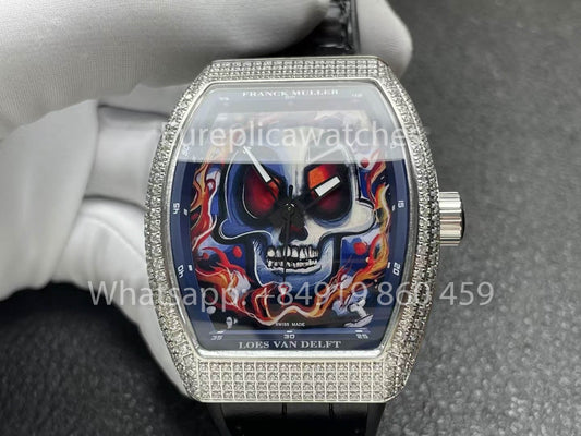 Franck Muller Vanguard Loes Van Delft 1:1 Best Clone ABF 팩토리 Silver diamonds