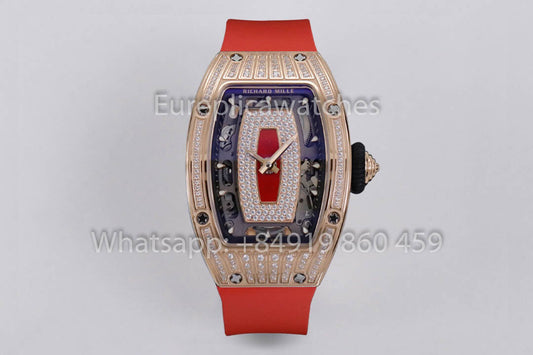 Replica Richard Mille RM 07-01 Red Strap 로즈 골드 1:1 Super Clone ZF 팩토리