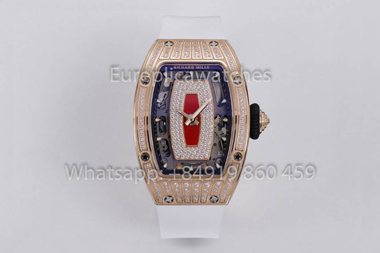 Replica Richard Mille RM 07-01 화이트 Strap 로즈 골드 1:1 Super Clone ZF 팩토리