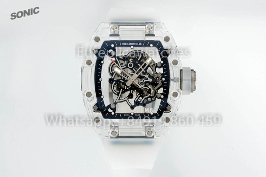 RICHARD MILLE RM055 AET REMOULD Transparent 블랙 Strap 1:1 베스트 버전 Sonic 팩토리