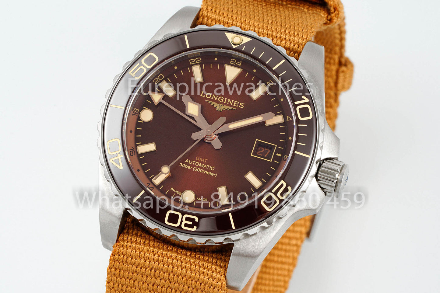 Longines HydroConquest GMT L3.790.4.66.2 Желтый ремешок на липучке 1:1 베스트 버전 AF 팩토리