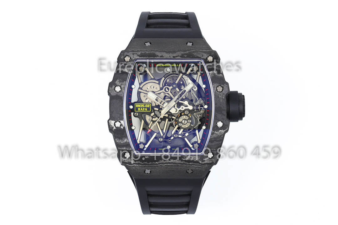 Richard Mille RM35-02 Rafael Nadal 블랙 Carbon TPT 1:1 베스트 버전 ZF 팩토리 2025 Version