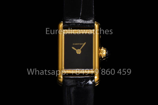 Cartier Tank TANK LOUIS CARTIER Mini 1:1 베스트 버전 블랙 다이얼 옐로 골드