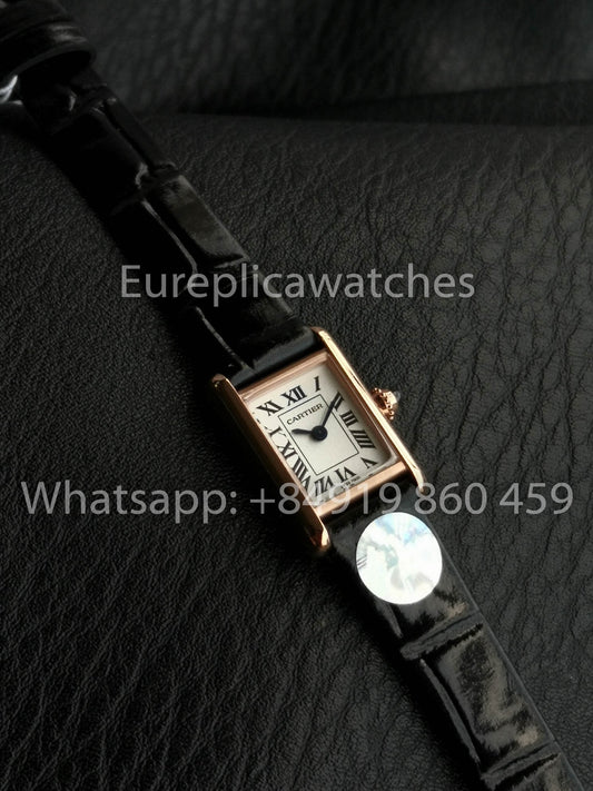 Cartier Tank TANK LOUIS CARTIER Mini 1:1 베스트 버전 F1 팩토리 화이트 다이얼 로즈 골드