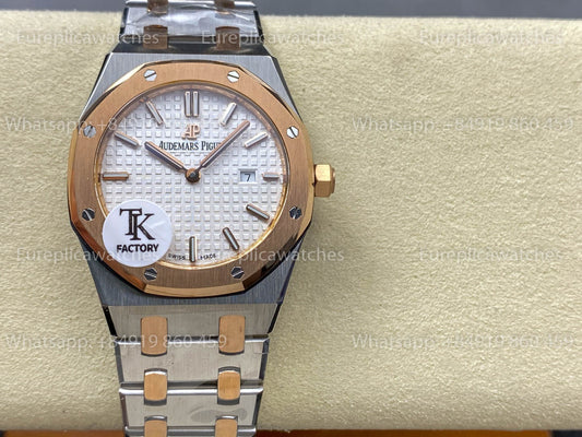 오데마 피게 로열 오크 Quartz 33mm 67651 로즈 골드 화이트 다이얼 TK 팩토리 1:1 베스트 버전