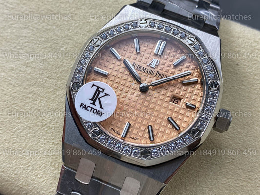 오데마 피게 로열 오크 Quartz 33mm 67651SR Yellow Diamonds Dial TK 팩토리 1:1 베스트 버전