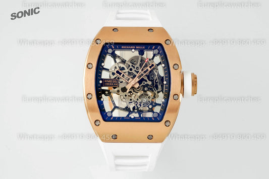 Richard Mille RM035 Americas Gold Toro 1:1 베스트 버전 Sonic 팩토리 V4 화이트 Strap
