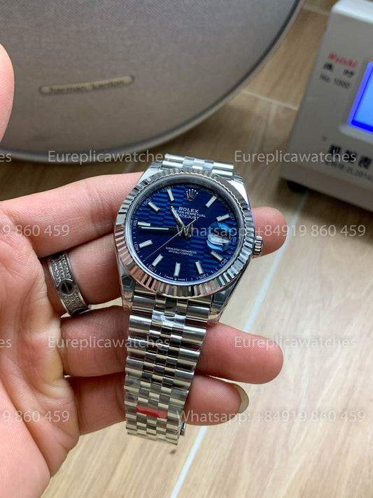 롤렉스 데이트저스트 41 M126334-0032 블루 Motif Dial Fluted Bezel 1:1 베스트 버전 VS 팩토리