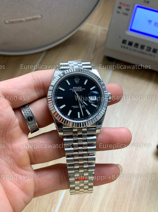 롤렉스 데이트저스트 41 M126334-0018 블랙 다이얼 Fluted Bezel 1:1 베스트 버전 VS 팩토리