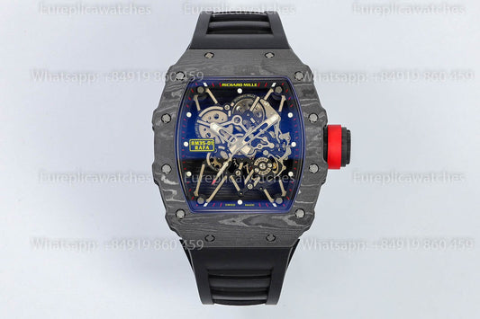 Richard Mille RM35-01 블랙 Carbon 1:1 베스트 버전 블랙 러버 스트랩 ZF 팩토리