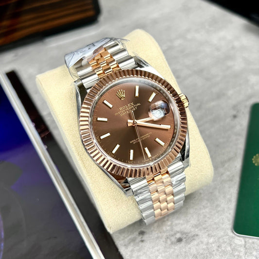 롤렉스 데이트저스트 41 오토매틱 로즈 골드 & Steel Watch 126331