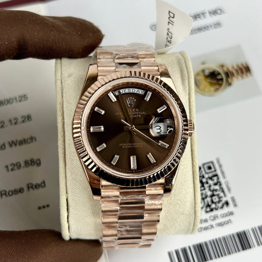 롤렉스 Day-Date 40mm 228235 chocolate dial 18k 로즈 골드 filled 150 gram