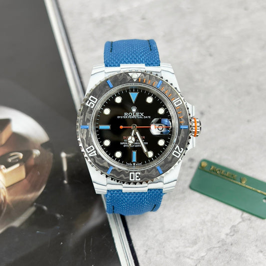 롤렉스 서브마리너 custom Diw 1:1 Best 에디션 블루 Fabric Strap 블랙 다이얼