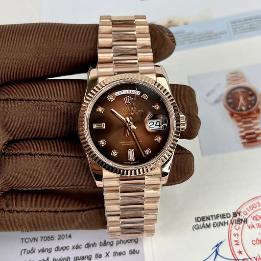롤렉스 Day-Date 36 128235-0037 36mm 18k 로즈 골드 coated
