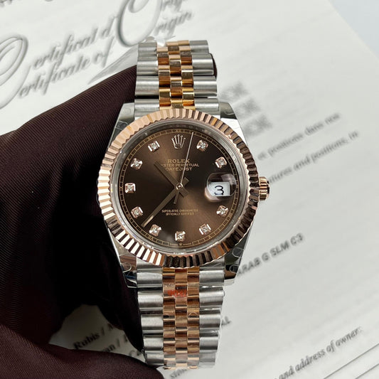롤렉스 데이트저스트 41mm 126331-0004 Chocolate Dial custom 18k gold filled Best 1:1 에디션