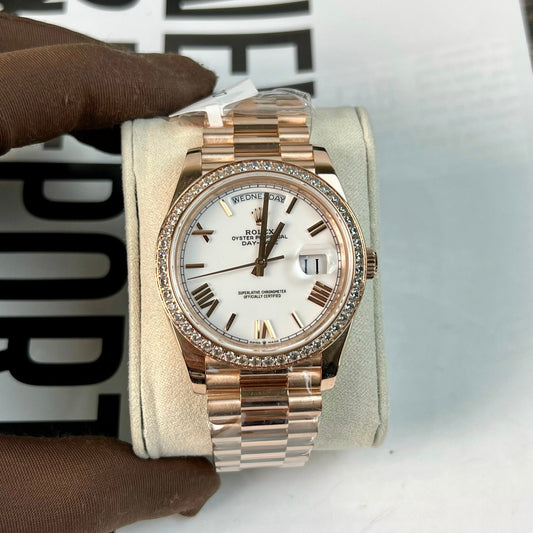 롤렉스 Day-Date 40 228235-0032 40mm best 1:1 에디션 18k 로즈 골드 coated and stone bezel