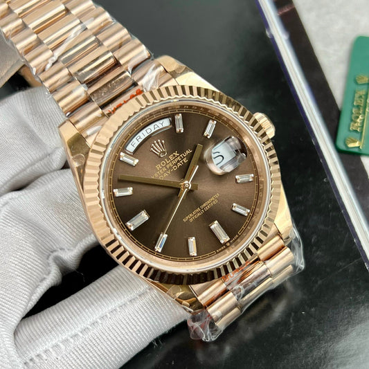롤렉스 Day-Date 40mm 228235 chocolate dial 18k 로즈 골드 filled 167 gram