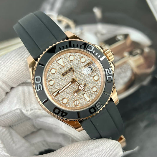 롤렉스 Yacht-Master 40 126655 Pave stone dial - 3235 Movement coated 18k gold and moissanite