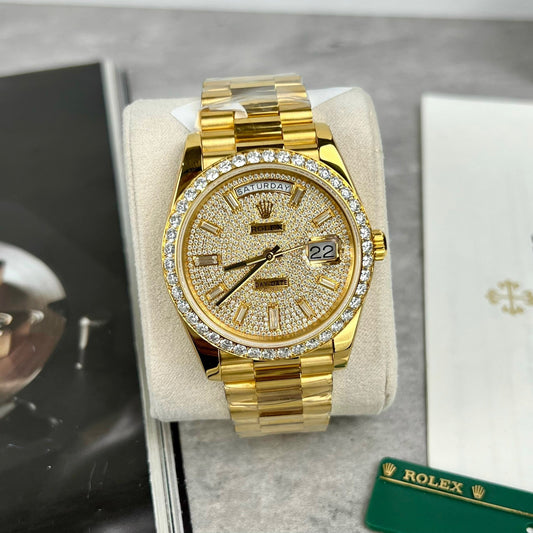 롤렉스 Day-Date m228398tbr-0036 Watch 40mm coated 18k with full Moissanite