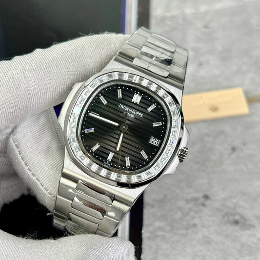 파텍 필립 노틸러스 5711 Best 1:1 에디션 PPF 팩토리 블랙 다이얼 custom Diamonds Moissanite