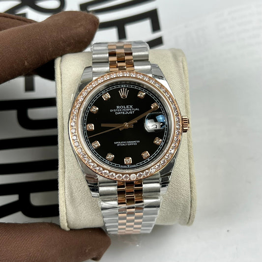 롤렉스 데이트저스트 36mm 블랙 With Diamonds Dial 126281RBR 1:1 Best 에디션 EW 팩토리 블랙 다이얼 Swiss ETA3235