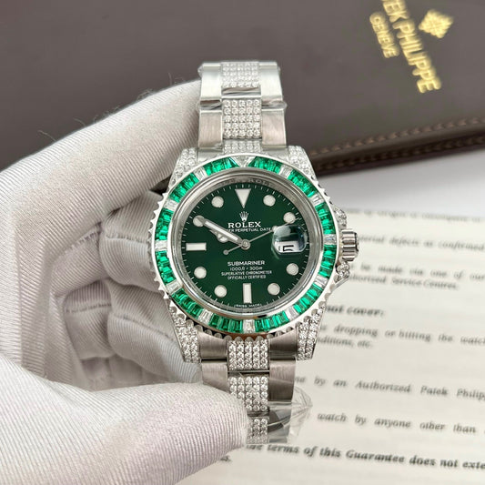 롤렉스 서브마리너 Hulk Oystersteel custom Moissanite Diamonds super vip