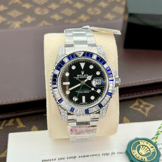 롤렉스 GMT Master II 116759SARU 1:1 best 에디션 Custom Ruby 사파이어 and Moissanite 블랙 다이얼