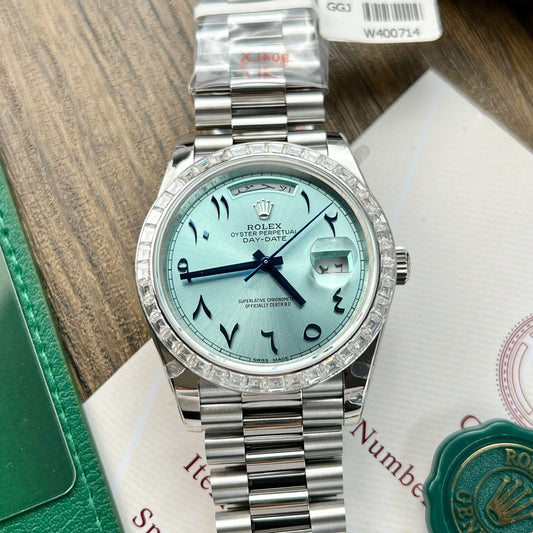 롤렉스 Day Date 40 - 228206 Arabic Dial Best 1:1 에디션 GM 팩토리 V3 Moissanite baguetta