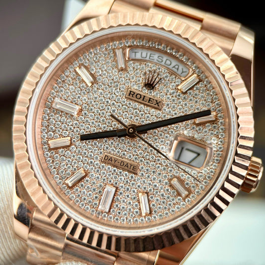 롤렉스 Day Date m228235-0036 custom 18k Everose Gold 1:1 best 에디션 GM 팩토리 Moissanite dial