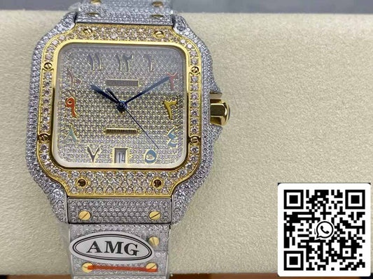 مينا سانتوس دي كارتييه الماسي الرقمي الملون 1:1 أفضل AMG سواروفسكي ستون