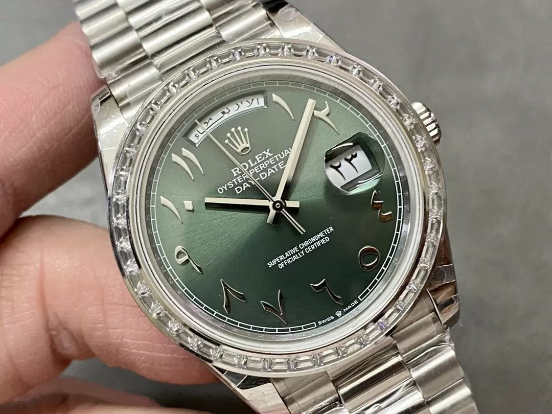 롤렉스 Day Date 40 M228236 Arabic 그린 다이얼 1:1 Best 에디션 GM 팩토리 V3 Counterweight Version