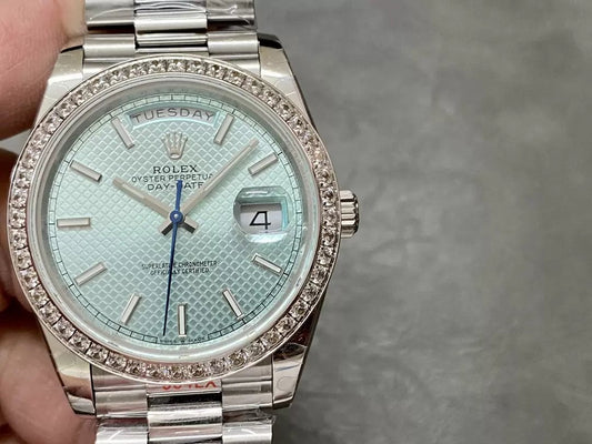 롤렉스 Day Date 40 m228396TBR-0001 블루 Diamond Dial 1:1 Best 에디션 GM 팩토리 V3 Counterweight Version
