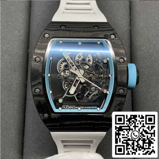 RICHARD MILLE RM055 NTPT Carbon Fiber 1:1 Best 에디션 BBR 팩토리 [V3] 화이트 러버 스트랩