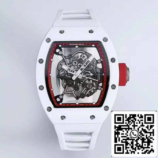 RICHARD MILLE RM055 세라믹 case 1:1 Best 에디션 BBR 팩토리 [V3] 화이트 러버 스트랩