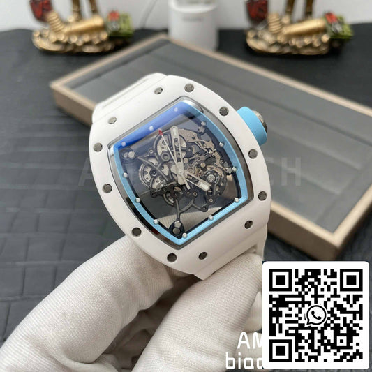 RICHARD MILLE RM055 화이트 세라믹 case 1:1 Best 에디션 BBR 팩토리 [V3] 화이트 러버 스트랩